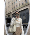 White Waistcoat Women's Outer Wear Short Round Neck Pullover