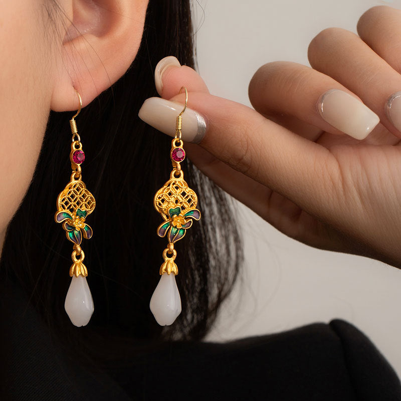 New Chinese-style Retro Enamel Earrings