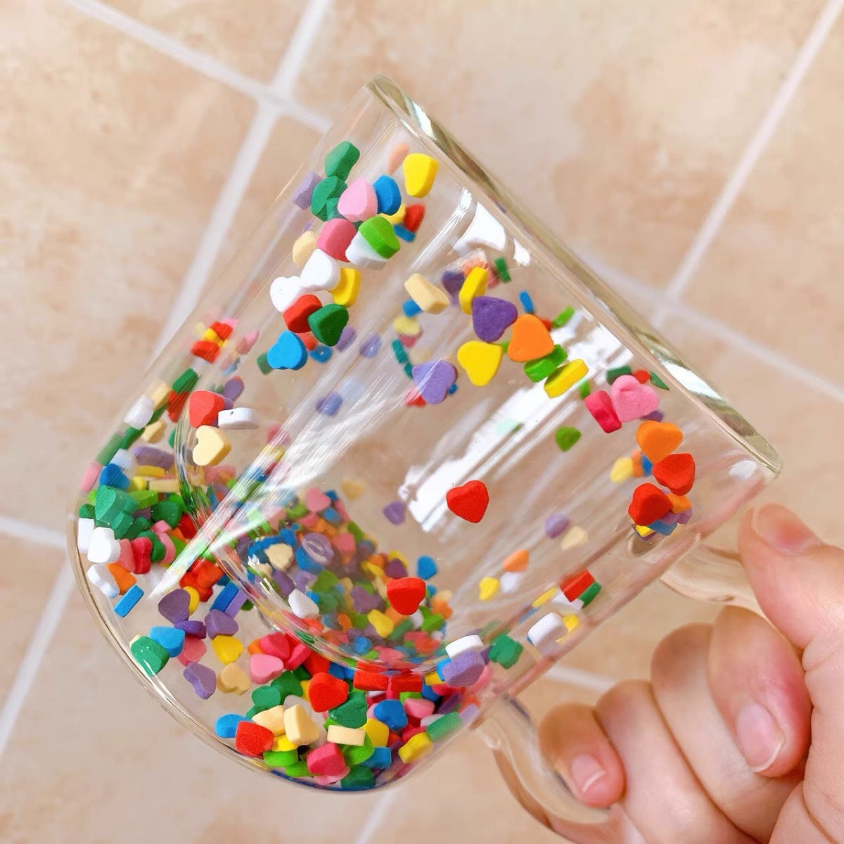 Double-layer Glass Drink Cup With Handle
